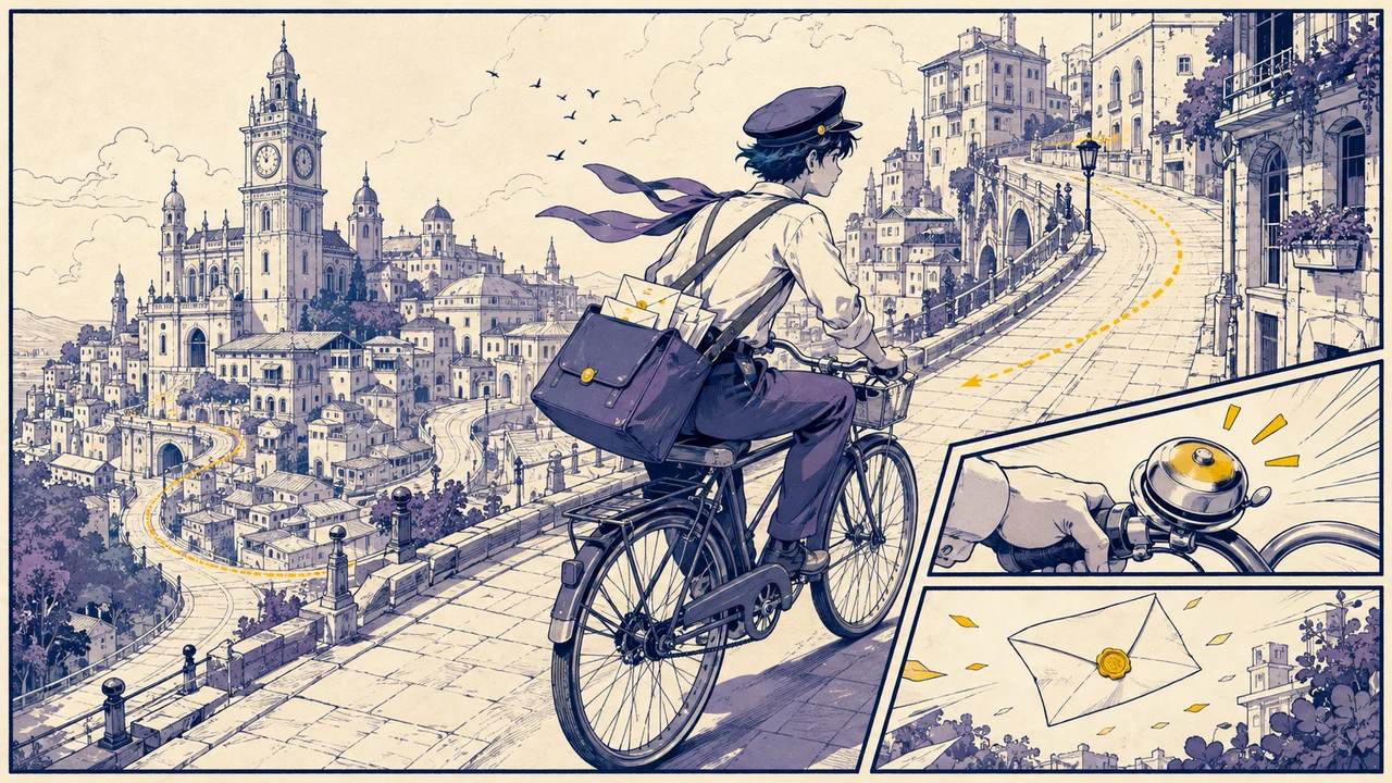 香蕉漫画画格罗盘的坡城邮差分镜阅读示意